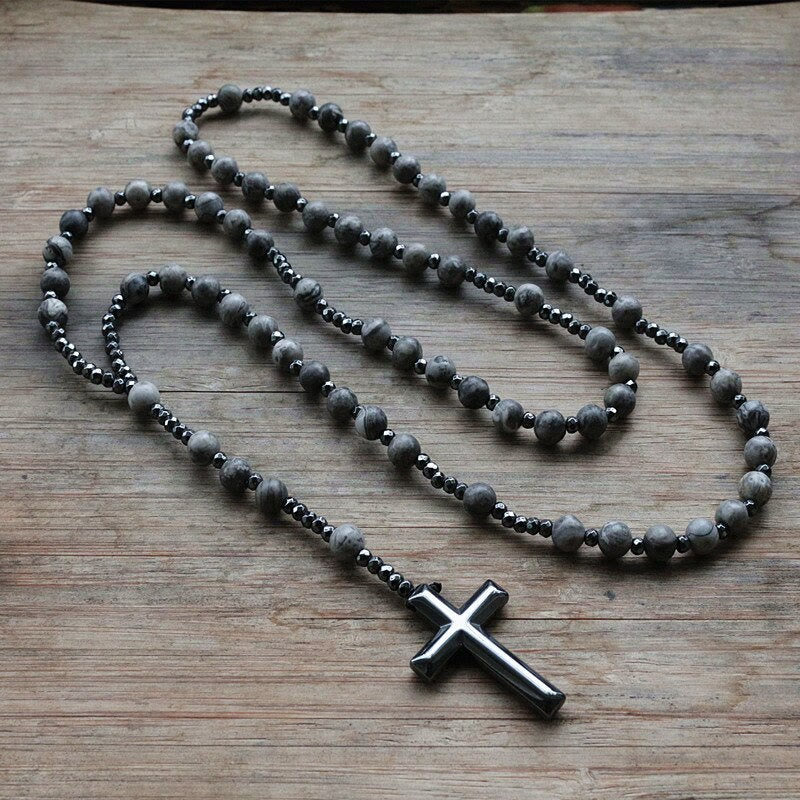 Collana Rosario da Uomo AstraVea con Perle di Occhio di Tigre e Lapislazzuli