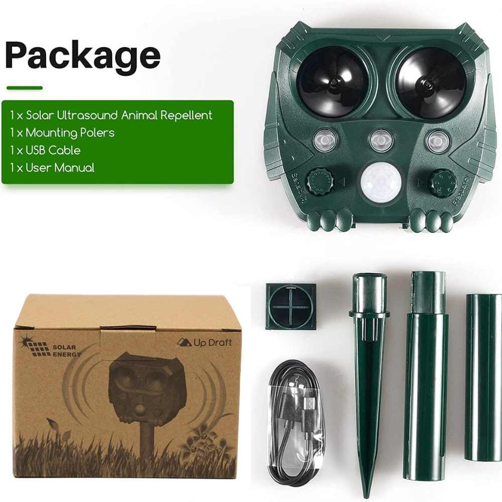 VerdantWave Outdoor Ultrasonic Deterrent For Cats, Pigeons, And Foxes