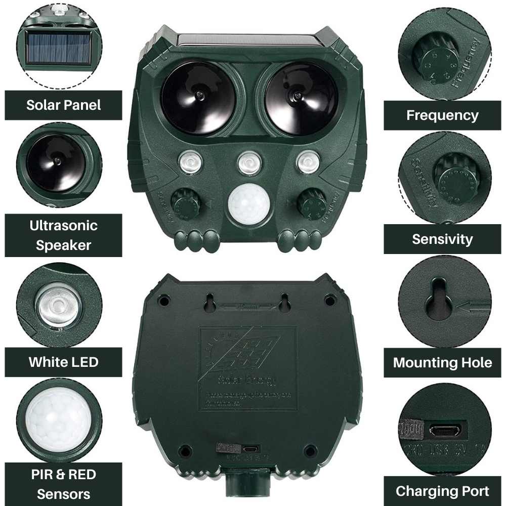 VerdantWave Outdoor Ultrasonic Deterrent For Cats, Pigeons, And Foxes