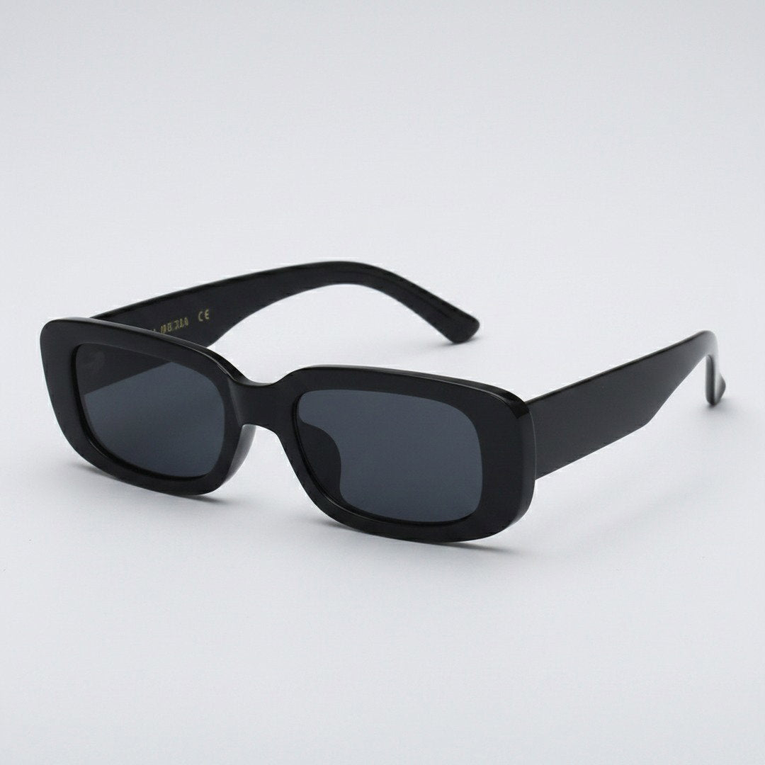 Lunettes de soleil unisexes rétro vintage en plastique avec monture rectangulaire pour l'été