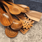 Conjunto de 11 Peças de Utensílios de Cozinha em Teca e Acácia