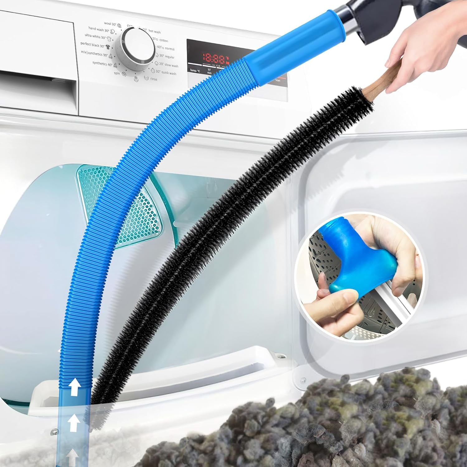 Accessoire d'aspirateur flexible pour nettoyage de conduit de sèche-linge contre les peluches