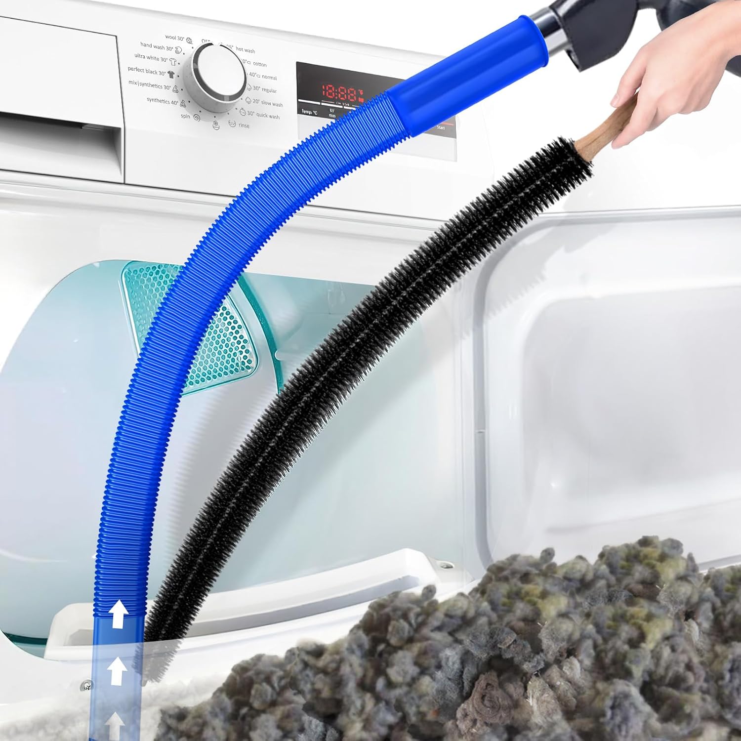 Accessoire d'aspirateur flexible pour nettoyage de conduit de sèche-linge contre les peluches