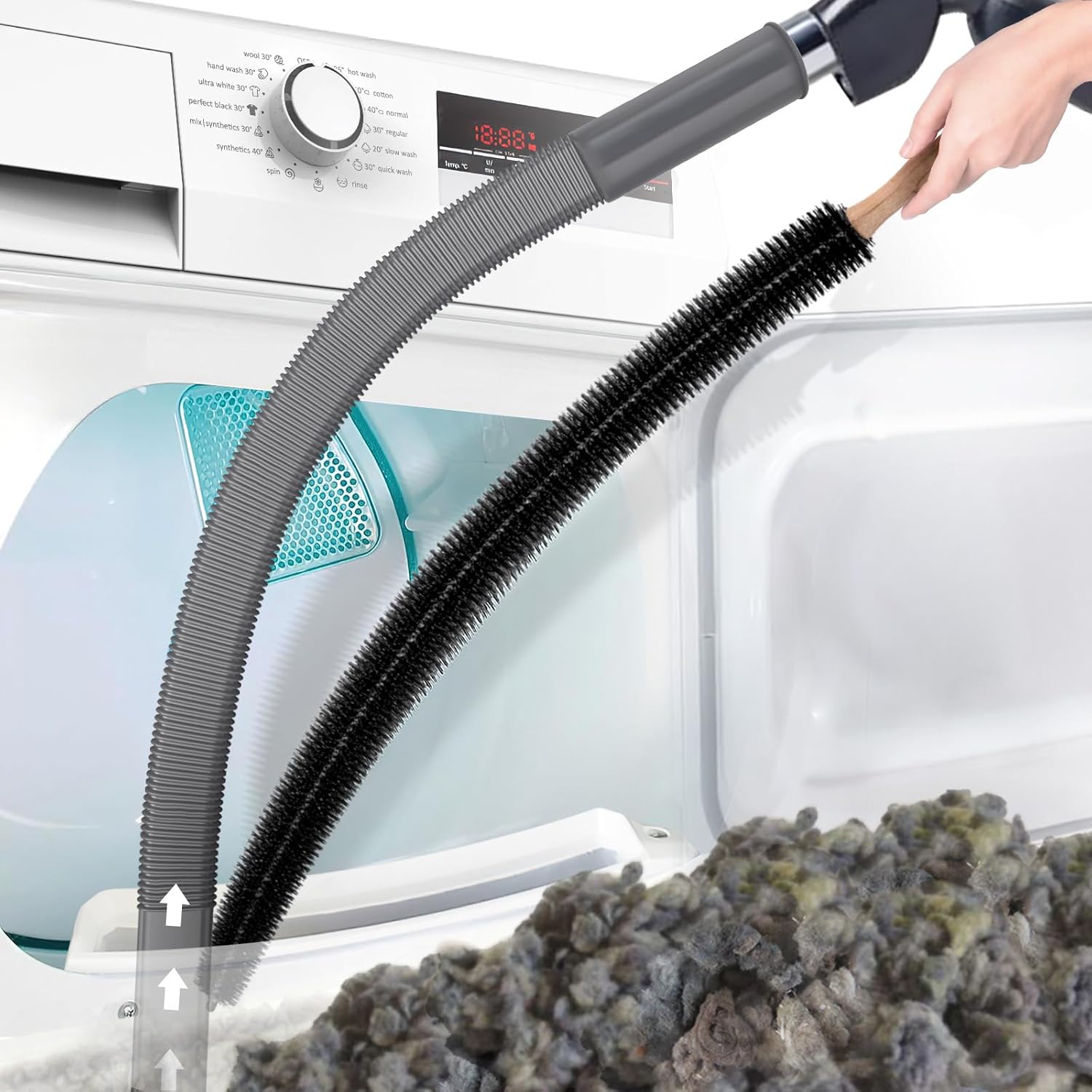 Accessoire d'aspirateur flexible pour nettoyage de conduit de sèche-linge contre les peluches