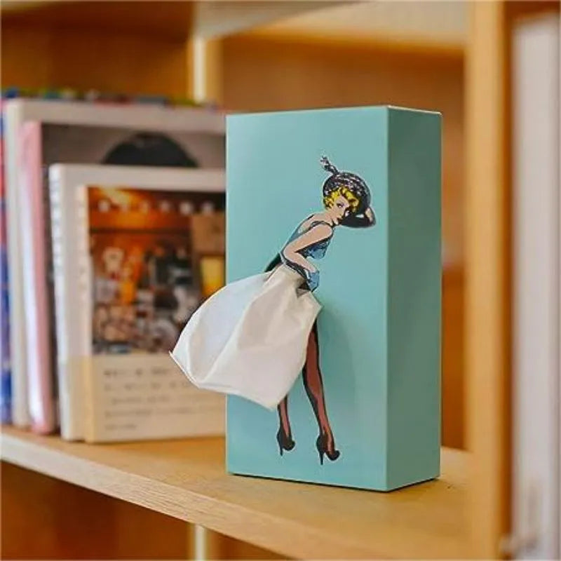Kevara Näsdukshållare med vintage pin-up klänningar i träfinish