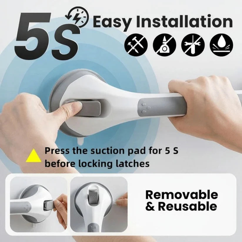 Secure Suction Shower Grab Bar for Safe Bathroom Support
