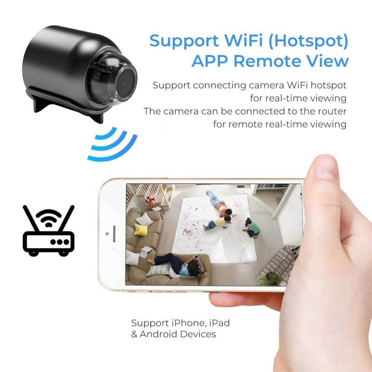 Mini telecamera NovaGuard 1080P con WiFi impermeabile e visione notturna a 160 gradi