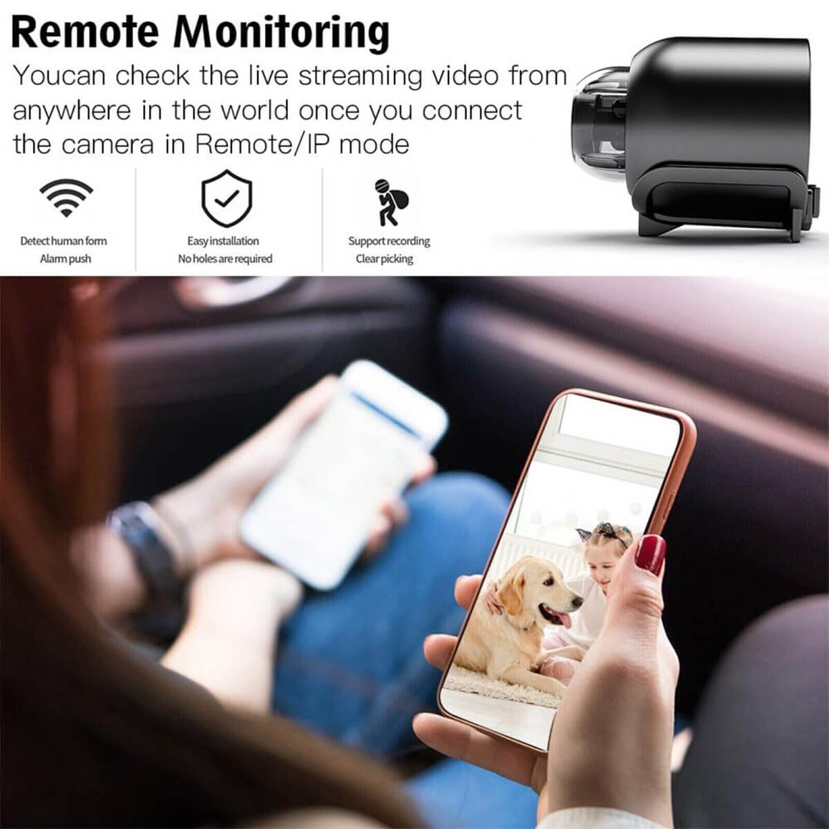 Mini telecamera NovaGuard 1080P con WiFi impermeabile e visione notturna a 160 gradi