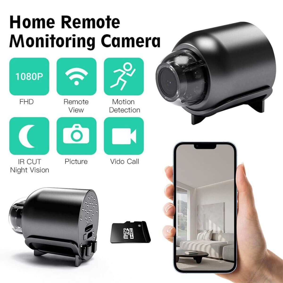 Mini telecamera NovaGuard 1080P con WiFi impermeabile e visione notturna a 160 gradi