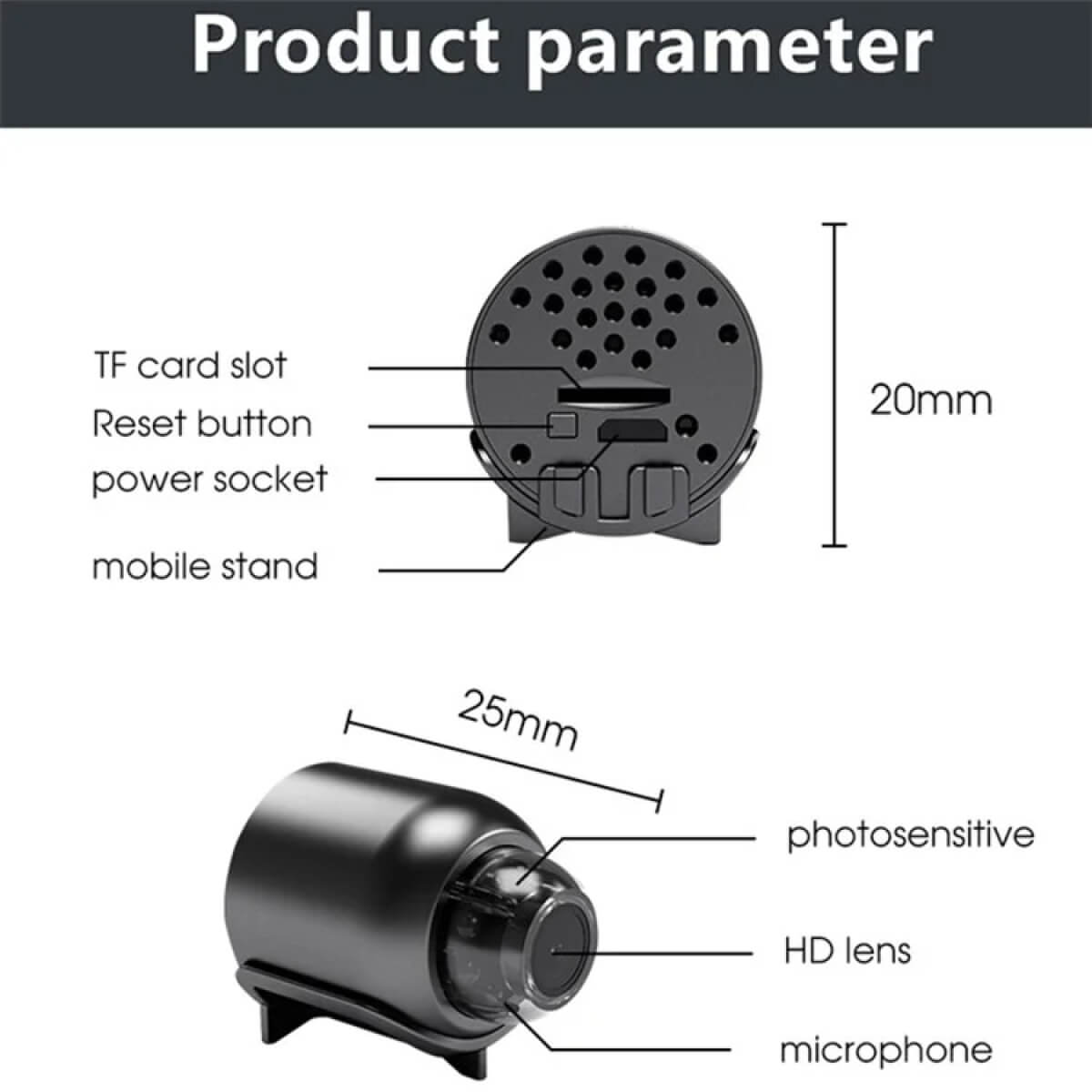 Mini telecamera NovaGuard 1080P con WiFi impermeabile e visione notturna a 160 gradi