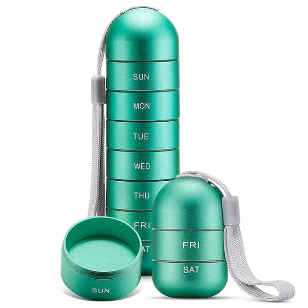 MediSafe Weekbox – Waterproof Aluminum Pill Organizer with 7 Compartments