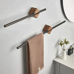 Elmora Towel Holder With Woodgrain Stainless Finish For Modern Bathrooms