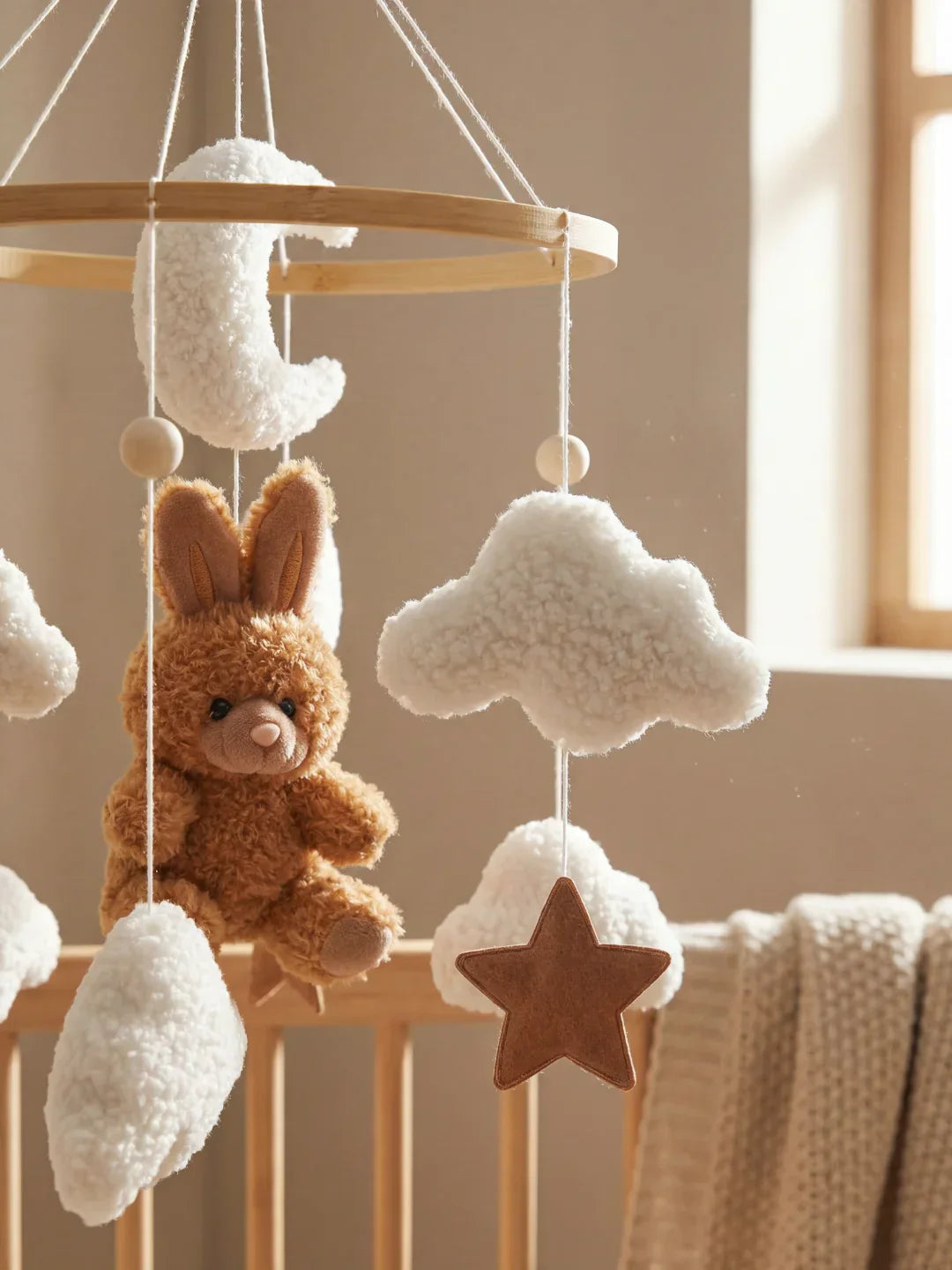 Compact Wooden Baby Mobile & Support Arm Set