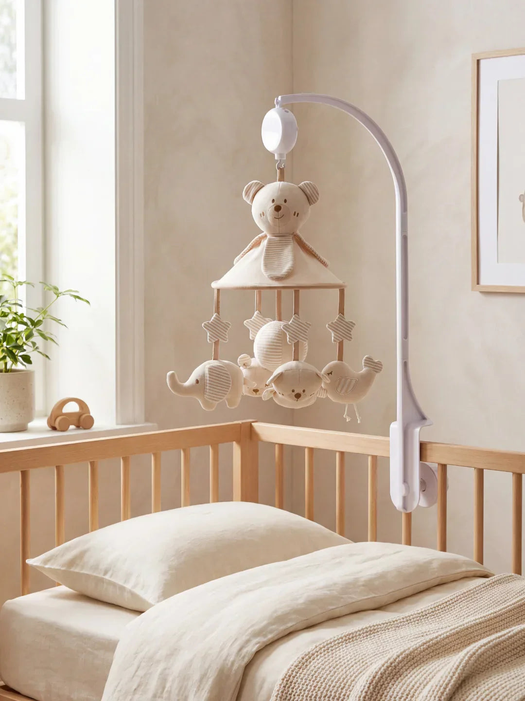 Soothing Wooden Baby Musical Mobile & Support Arm