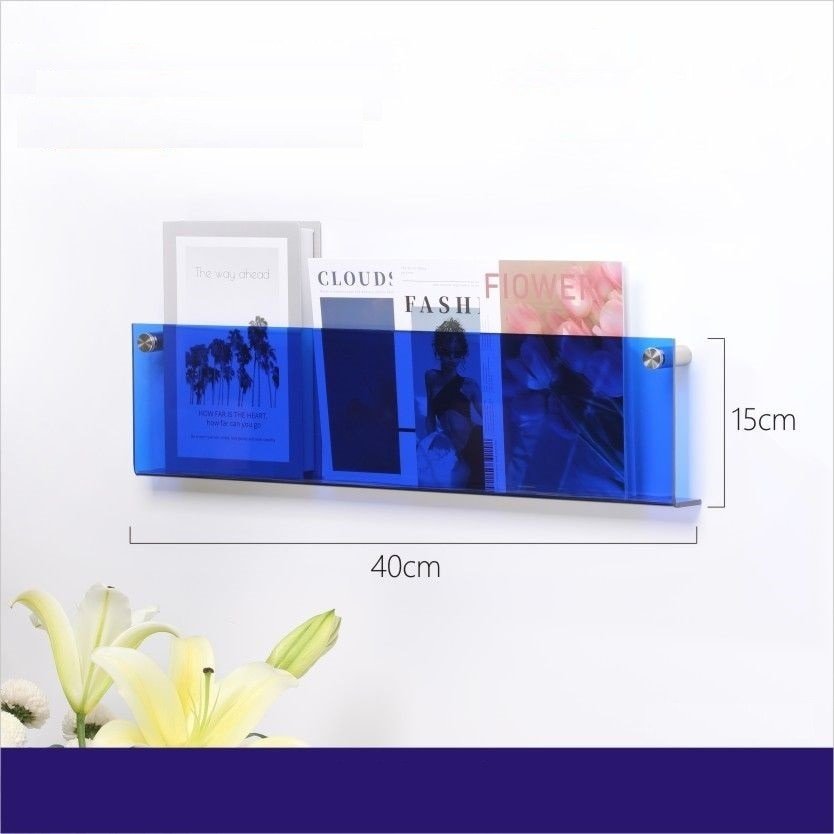 Home Office Floating Acrylic Magazine Holder Wall Mount