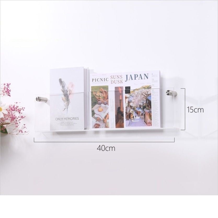 Home Office Floating Acrylic Magazine Holder Wall Mount