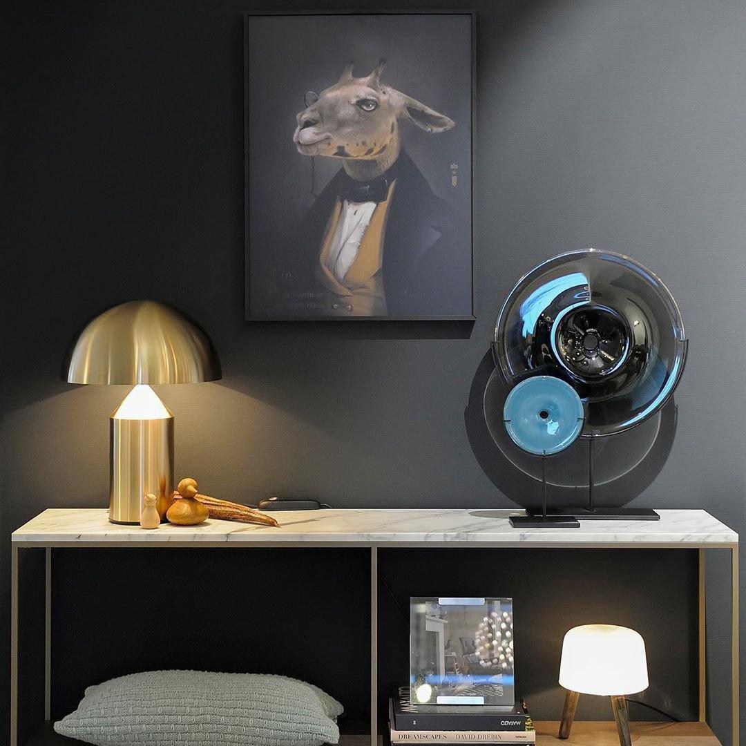 Atollo Lunaro Sculptural Metal Lamp in Classic Italian Style