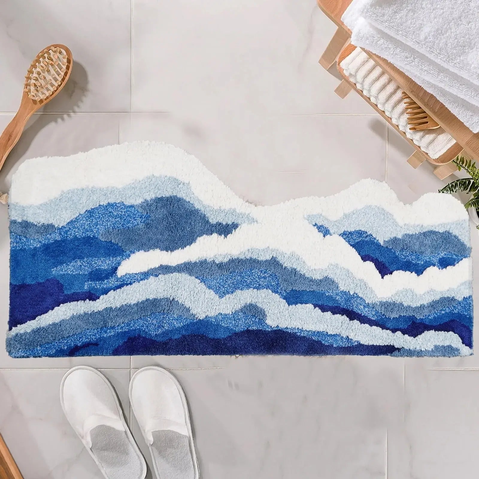 Marisyl Coastal Wave Tufted Rug Non Slip Floor Accent
