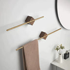 Elmora Towel Holder With Woodgrain Stainless Finish For Modern Bathrooms