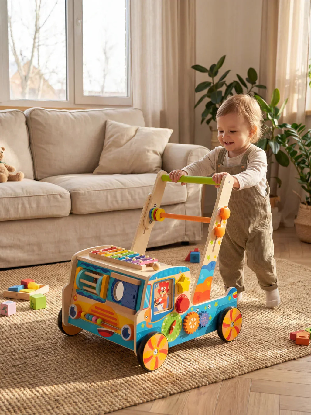 Musical Wooden Baby Walker Truck with Xylophone