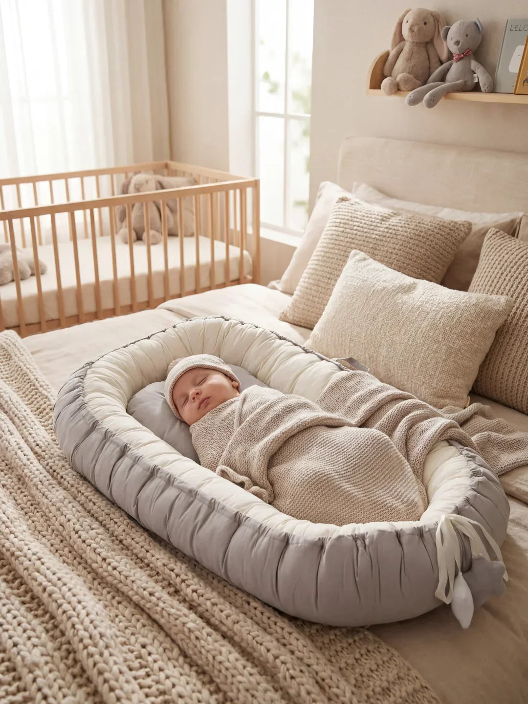Breathable Cotton Baby Nest with Protective Bumpers
