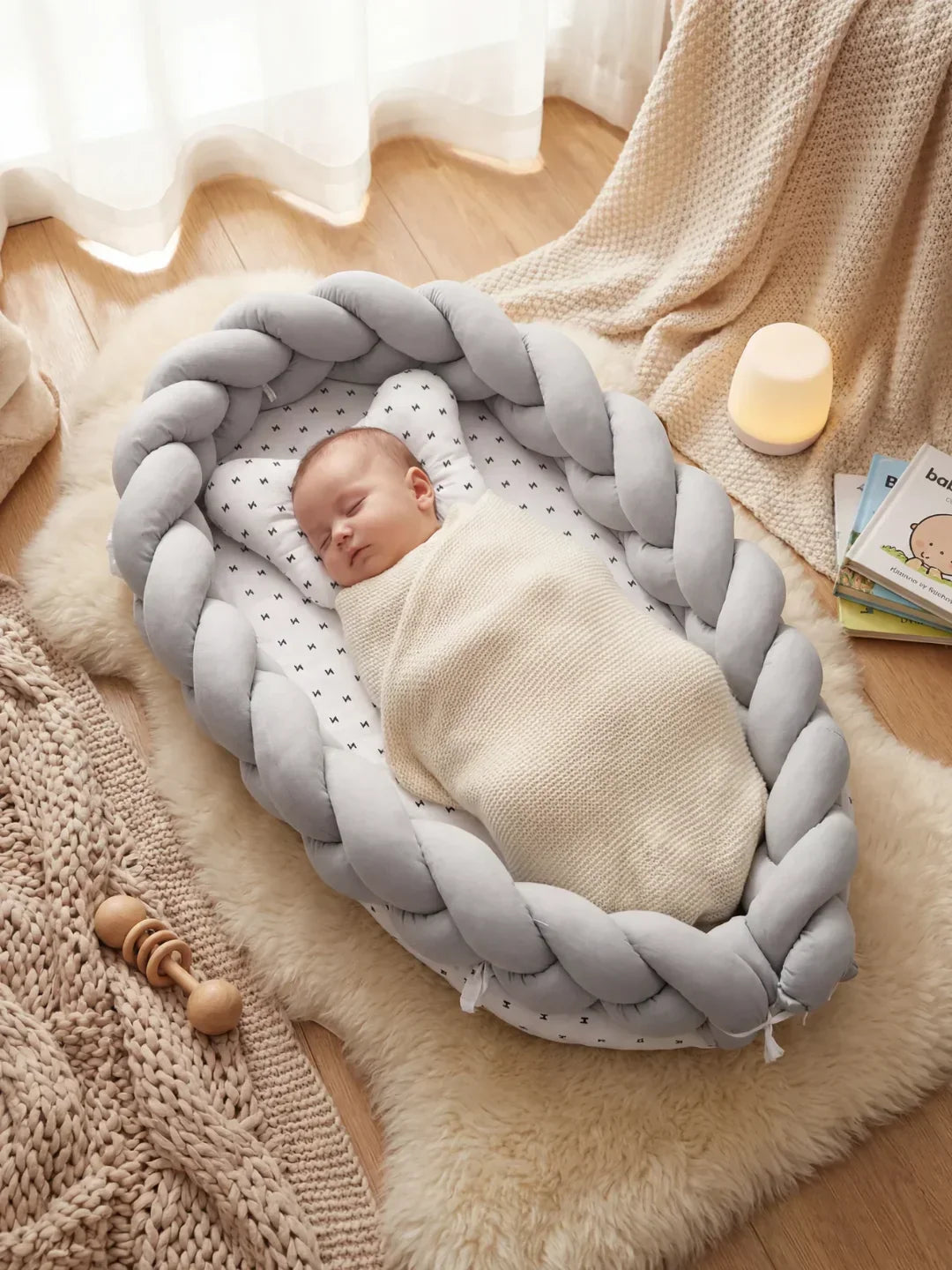 Breathable Bionic Baby Nest with Braided Bumper