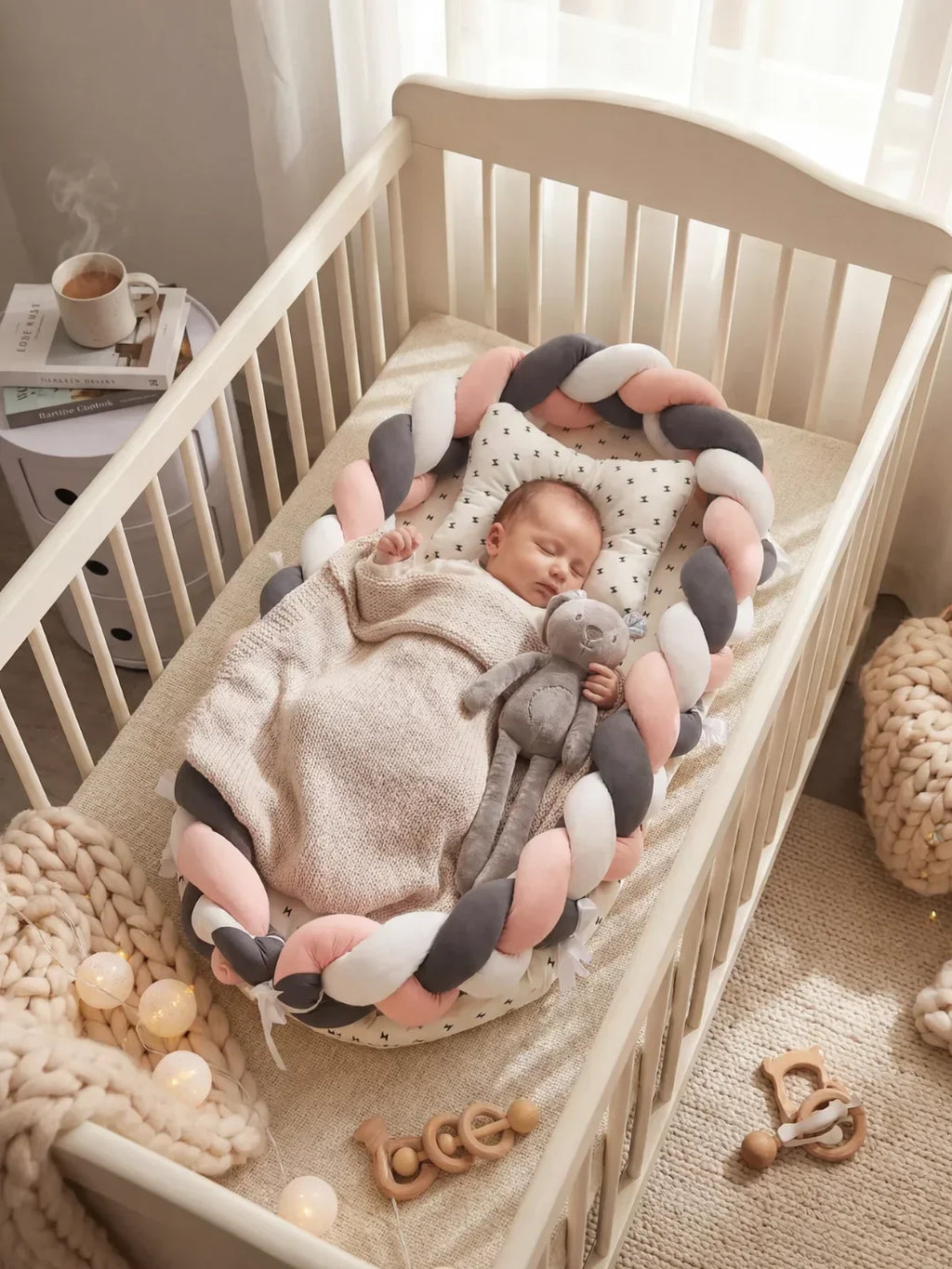 Breathable Bionic Baby Nest with Braided Bumper