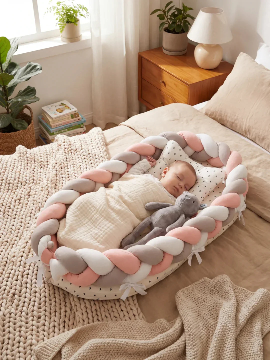 Breathable Bionic Baby Nest with Braided Bumper