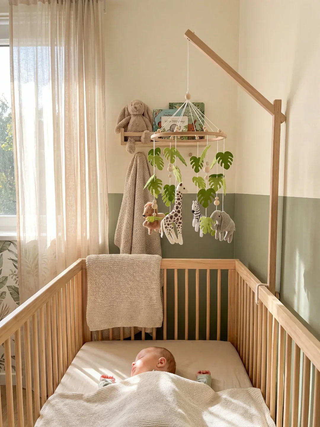 Compact Wooden Baby Mobile & Support Arm Set