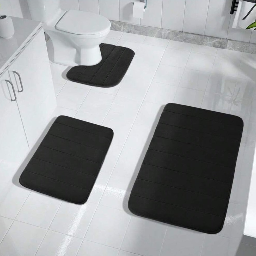 CloudStride 3 Piece Memory Foam Bath Mats Non Slip