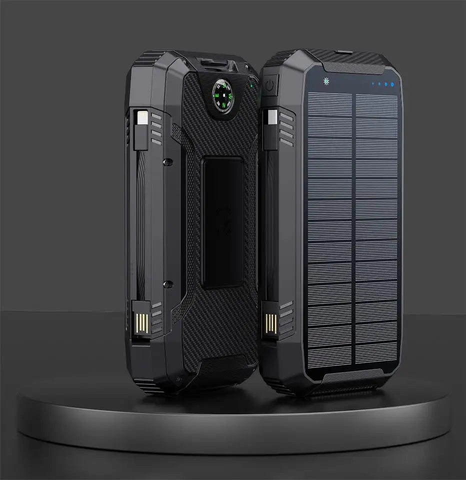 EclipseVolt 30 000 mAh vanntett solcellepowerbank med to USB-porter og Qi trådløs ladeplate