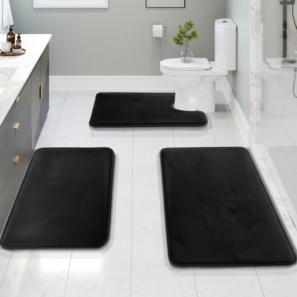 Set Tikar Mandi Buih Memori LuxeCloud Dengan Anti-Selip, 3-Keping