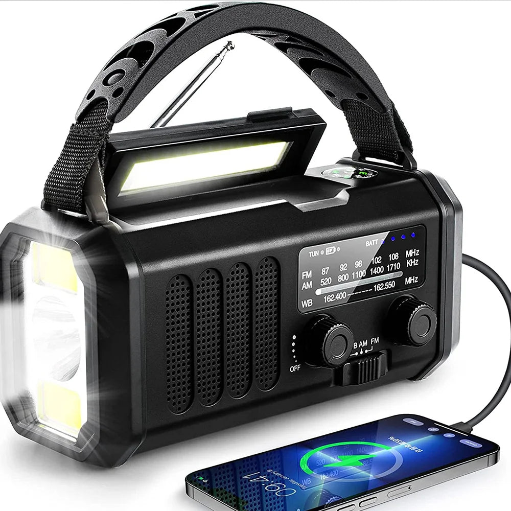 Signa 10000mAh ソーラーラジオ 手回しクランク付き NOAA天気情報対応 キャンパー向け