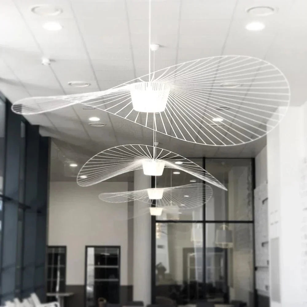 Vexaera Iron Frame Chandelier With Fabric Shade, Art Deco Inspired Lighting