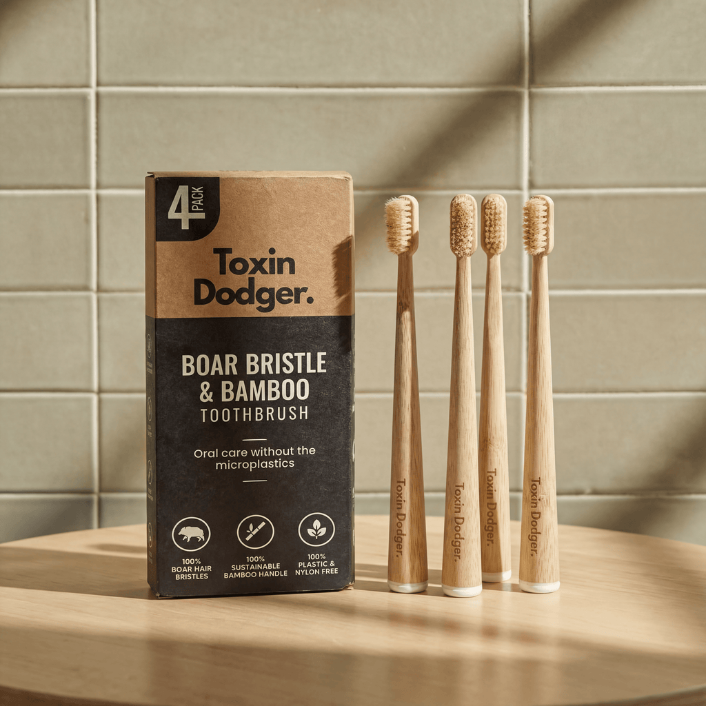Natural Bristle Bamboo Toothbrush Set (4 Pack)
