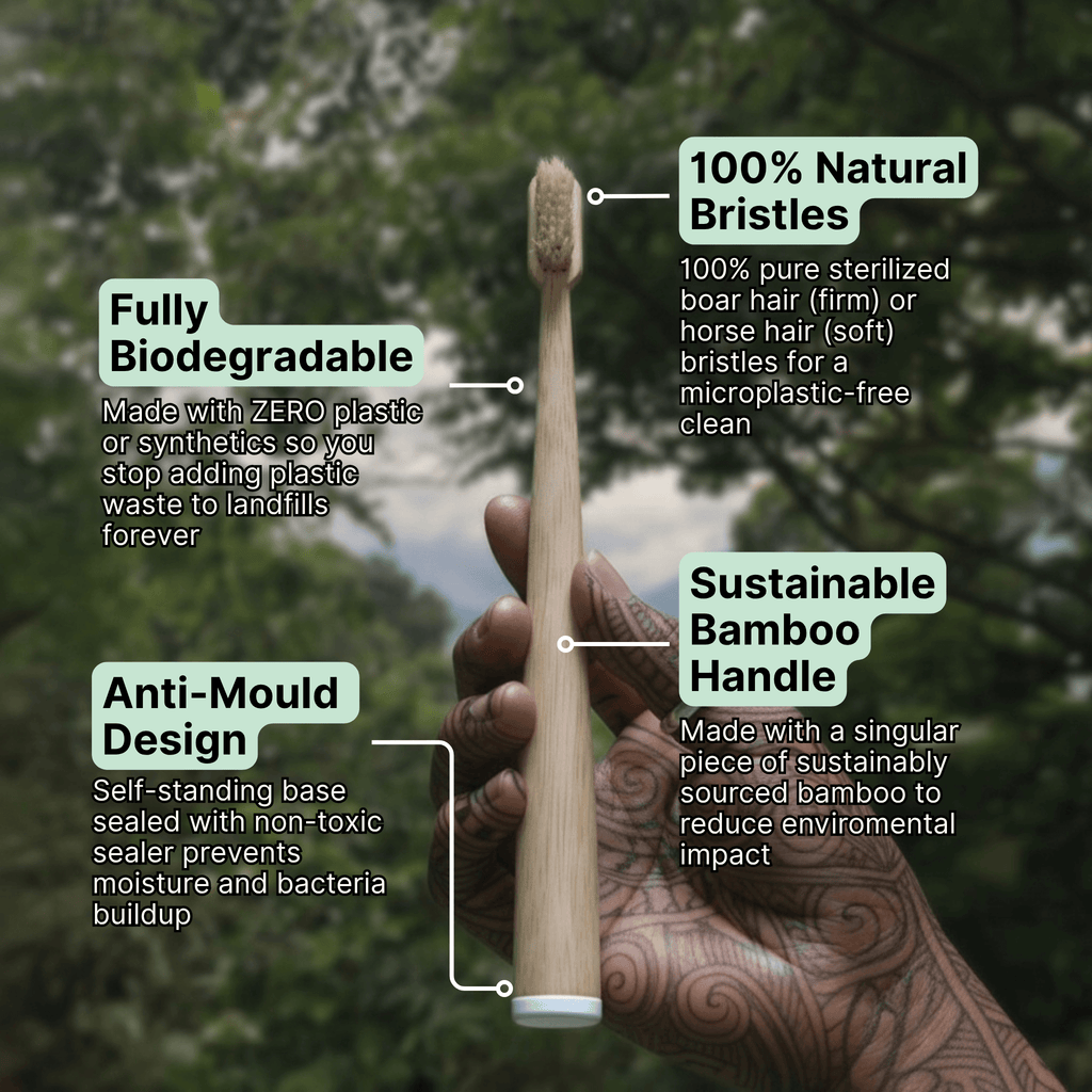 Natural Bristle Bamboo Toothbrush Set (4 Pack)