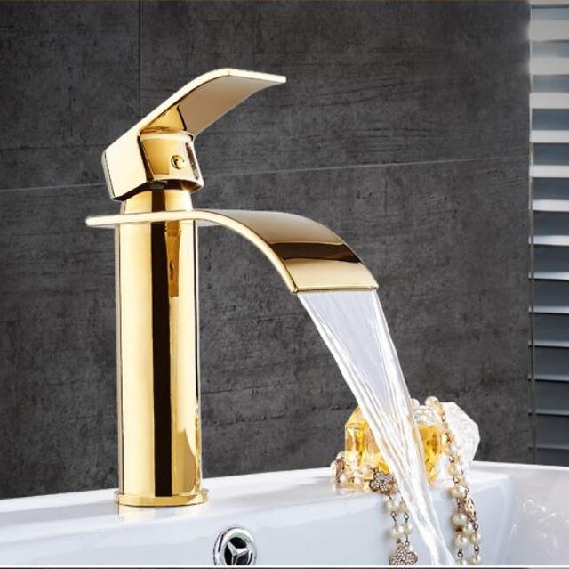 NovaFlow Gold White Waterfall Faucet With Single Handle