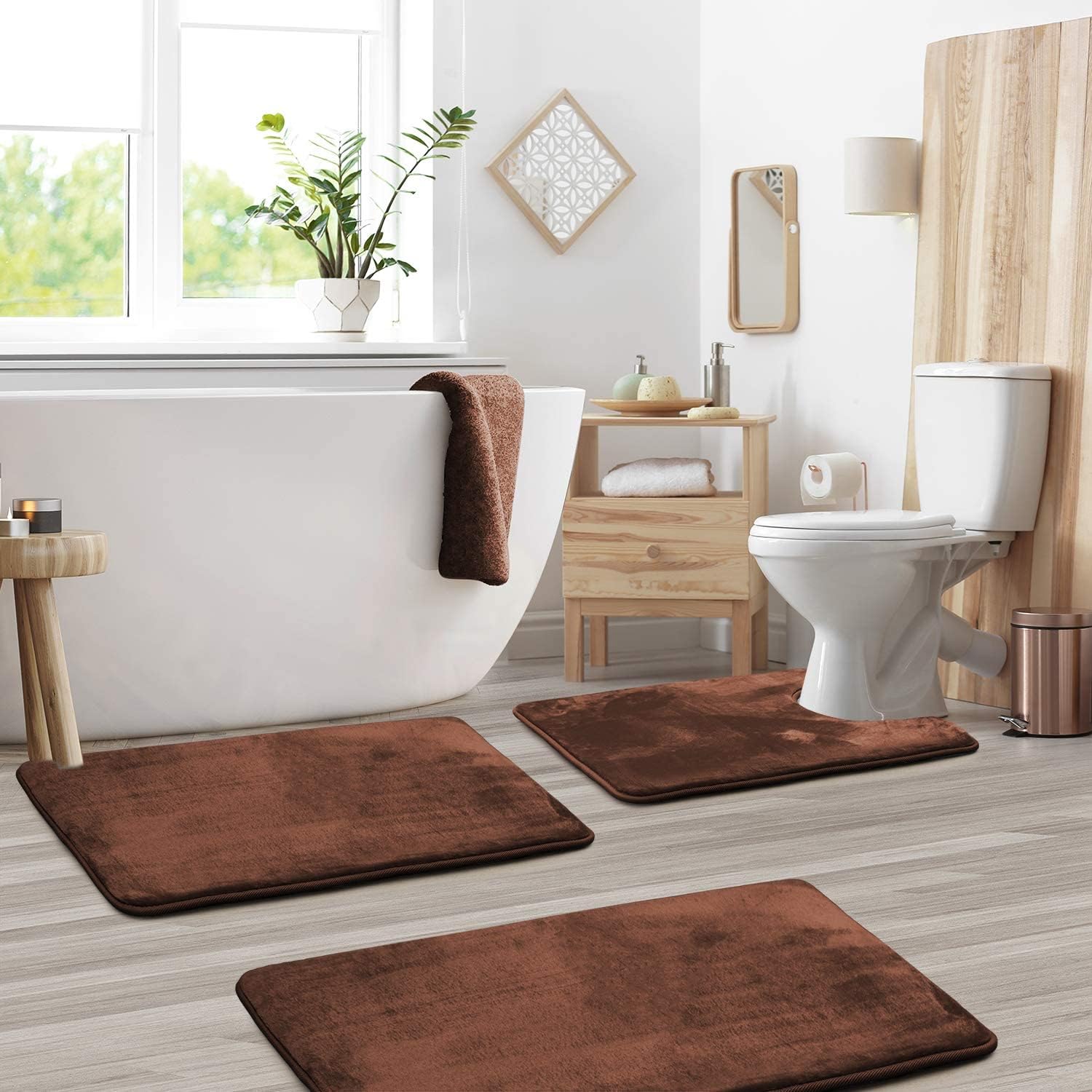 Set Tikar Mandi Buih Memori LuxeCloud Dengan Anti-Selip, 3-Keping