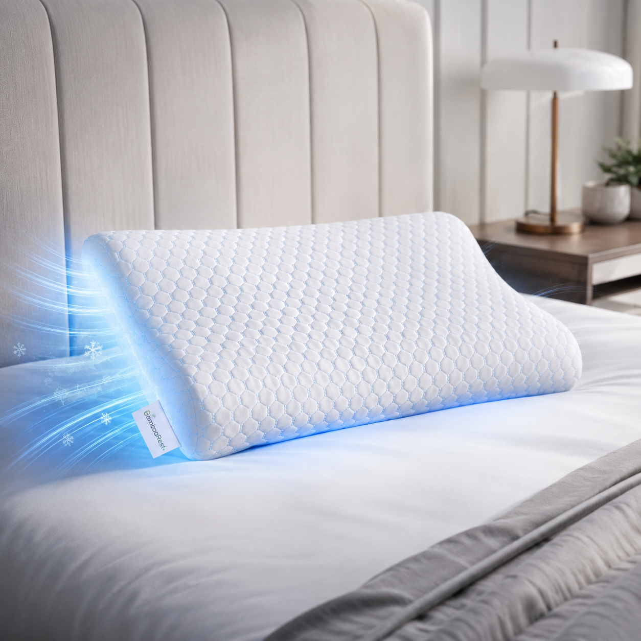 BambooRest Kylkudde i Memory Foam med Bambufiber för Nackstöd, Andningsbar