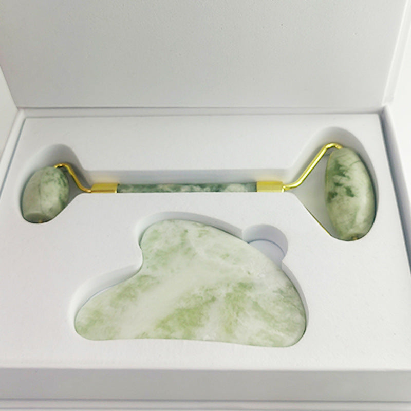 Authentic White Jade Roller and Gua Sha Set
