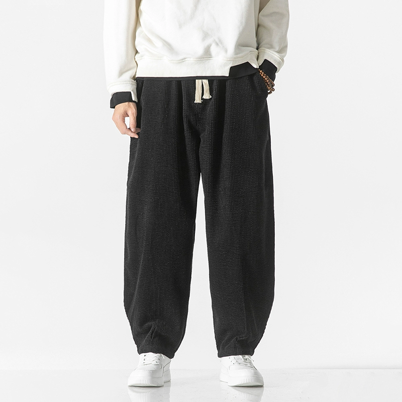 Casual Corduroy Pants Drawstring Waist For Daily Wear