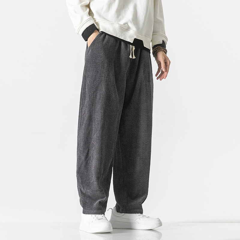 Casual Corduroy Pants Drawstring Waist For Daily Wear