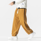 Casual Corduroy Pants Drawstring Waist For Daily Wear