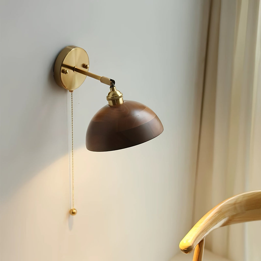 Aureo retro trävägglampa med klassisk dragkedja