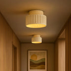 Luminara 奶油色布艺圆形吸顶灯，单灯泡，半嵌入式安装