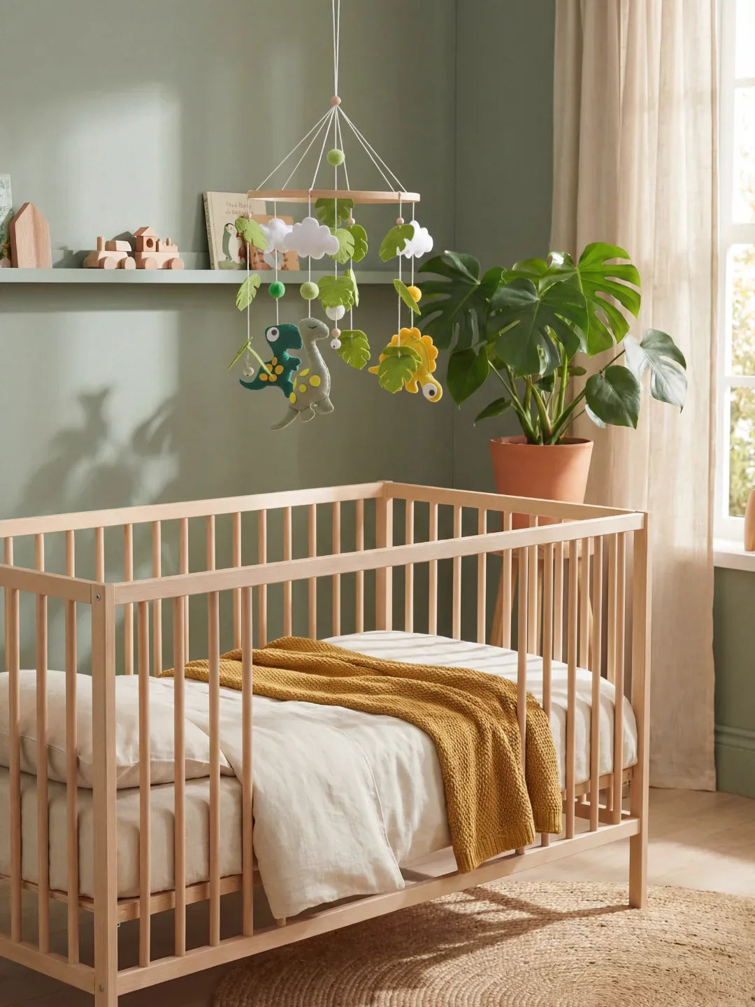 Compact Wooden Baby Mobile & Support Arm Set