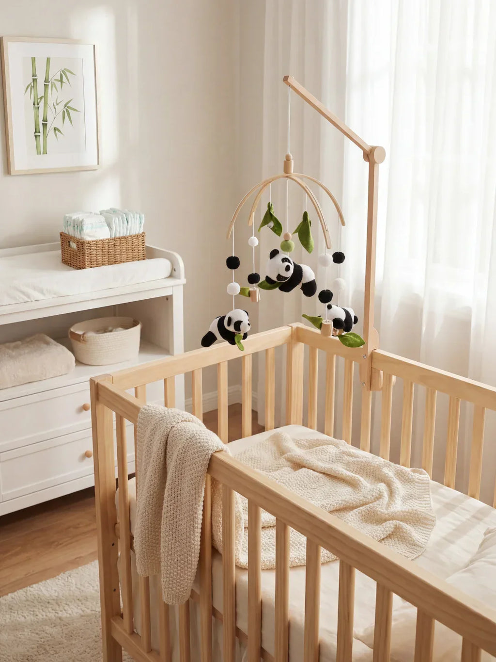 Compact Wooden Baby Mobile & Support Arm Set