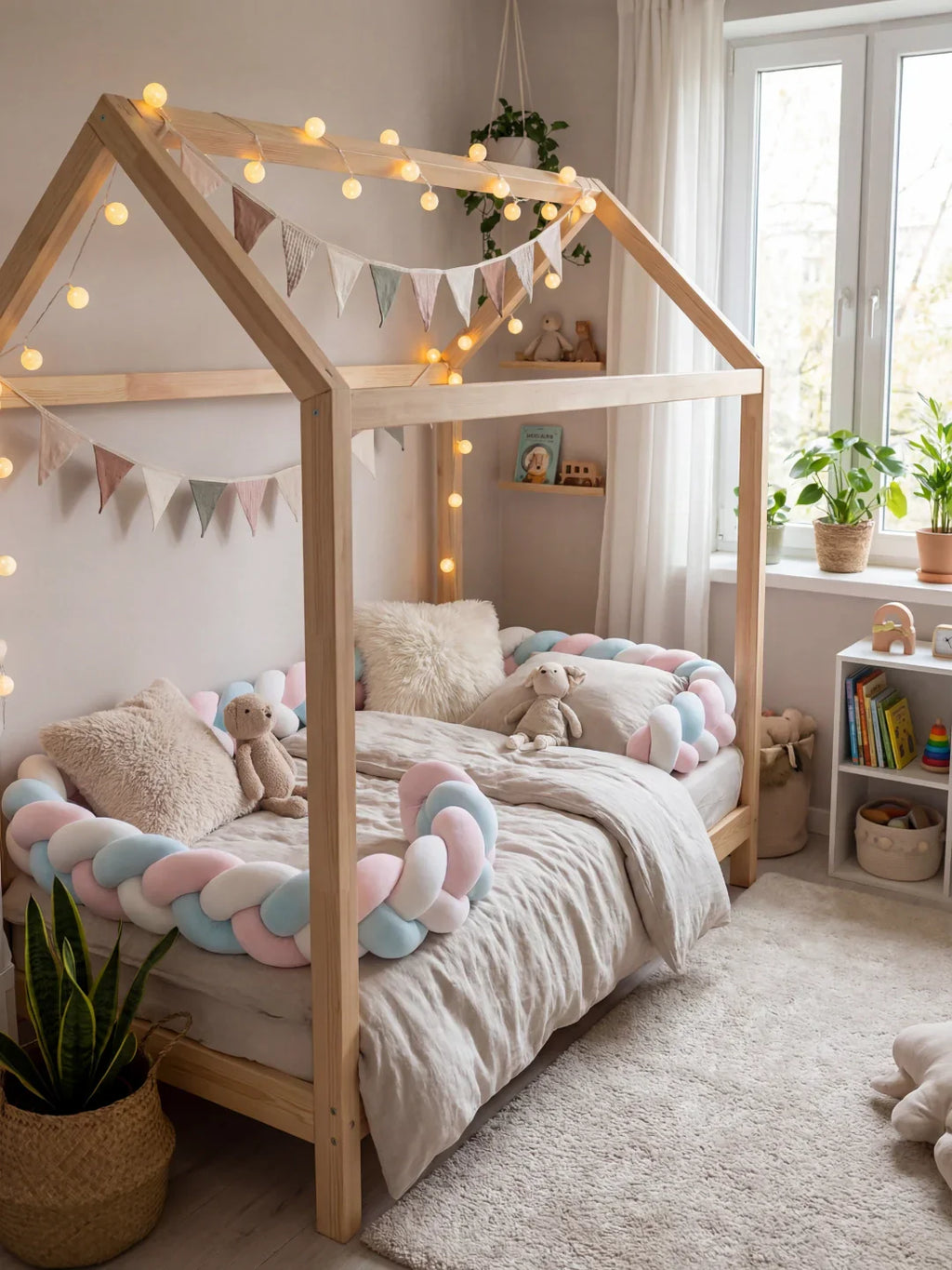 Terracotta Velvet Braided Baby Bed Bumper