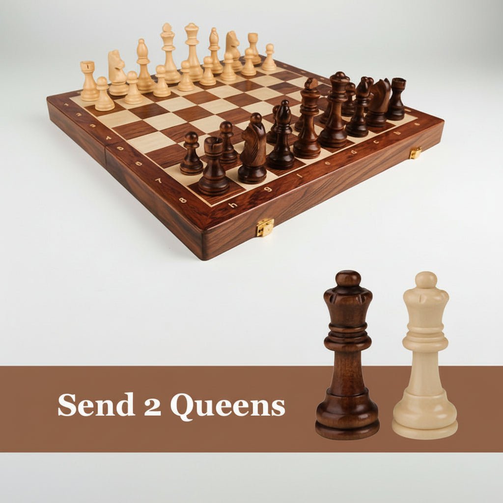 Tournament Board Included In A Wooden Chess Collection With Classic Pieces