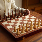 Tournament Board Included In A Wooden Chess Collection With Classic Pieces